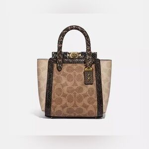 Coach Troupe Tote 16 In Signature Canvas With Snakeskin Detail